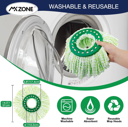 3 Pack Mop Head Replacement for Libman Tornado, Spin Mop Replacement Head ONLY Compatible with Libman, Easy to Replace, Machine Washable, Green and White (NOT for Old Version)