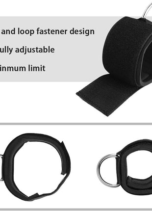 Ankle Wrist Cuffs Neoprene Padded Straps D-Ring Glute Kickback for Cable Machines Legs Exercise Adjustable Fitness