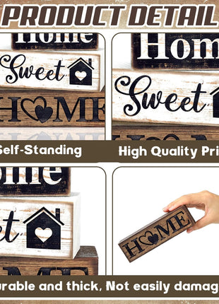 4 Pcs Farmhouse Wooden Tabletop Decor Farmhouse Tiered Tray Decor Rustic Eucalyptus Leaves Wood Block Sign Gift Sweet Home Centerpiece Home Table Decortion