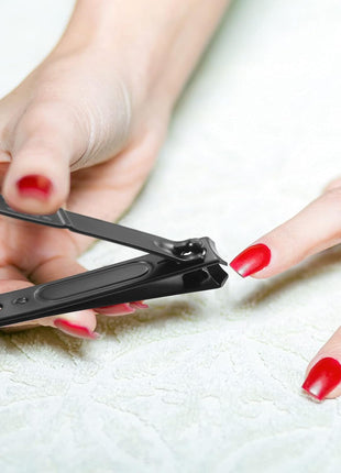50 Pieces Nail Clipper Set Fingernails and Toenail Bulk Clipper Flat Stainless Steel Nail Cutter for Women Men Thick Nails, Black and Silver