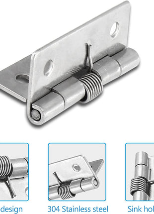 4 Pcs Spring Loaded Hinges for Cabinets, 2 Inch Length Stainless Steel Spring Hinges Self Closing