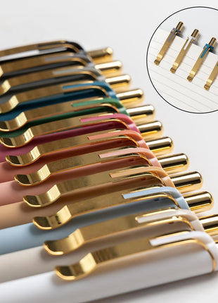 Ballpoint Pens Black Medium Point 1Mm Pen with Super Soft Grip Ball Point Pen for Men Women Retractable Pens (Gold-12 Pcs)
