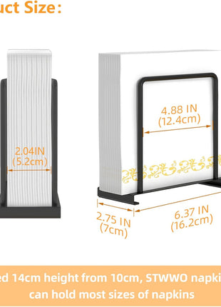 Napkin Holder for Table, Metal Napkin Holder for Kitchen Dining, Standing Paper Napkin Storage for Table Countertop, Black