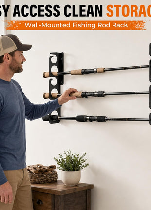 Fishing Rod Racks Wall or Ceiling Fishing Rod/Pole Rack Holder Storage Hook Holds Fishing Rods Wall Mounted for Garage Cabin and Basement