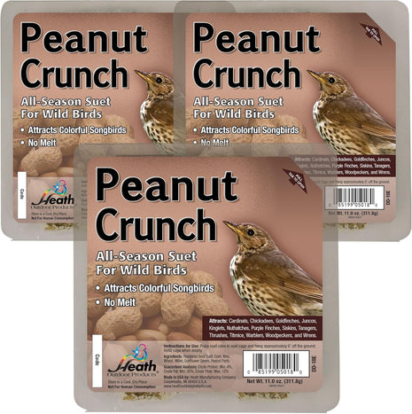 Peanut Crunch Suet Cakes Sample Pack, Contains 3 Suet Cakes, Try It, Your Birds Will Love It, for Woodpeckers, Cardinals, Siskins, Sparrows, Finchs & Many More Wild Bird Species