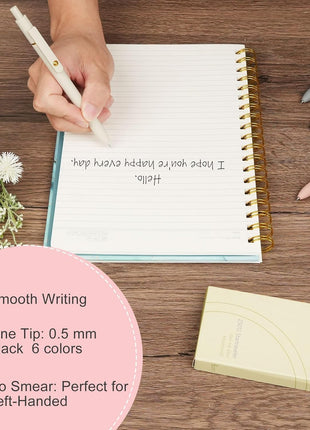 Gel Pens, 6 Pcs 0.5Mm Quick Dry Black Ink Pens Fine Point Smooth Writing Pens, Cute Office School Supplies Gifts for Women