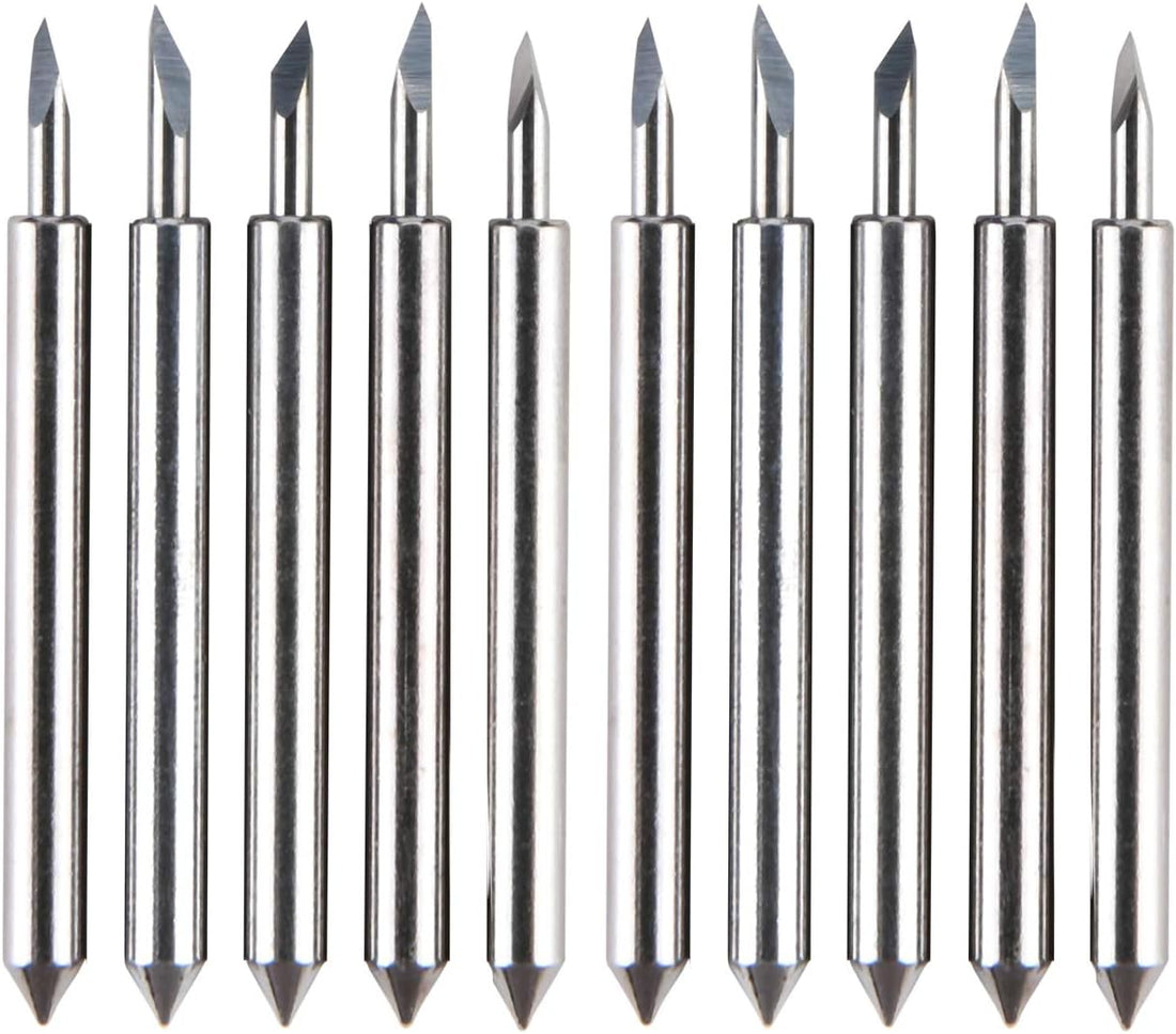 60 Degree Tungsten Steel Lettering Blade Vinyl Cutter Blades for Roland Cutting Plotter, Blue Cap Pack of 10