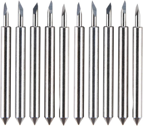 60 Degree Tungsten Steel Lettering Blade Vinyl Cutter Blades for Roland Cutting Plotter, Blue Cap Pack of 10