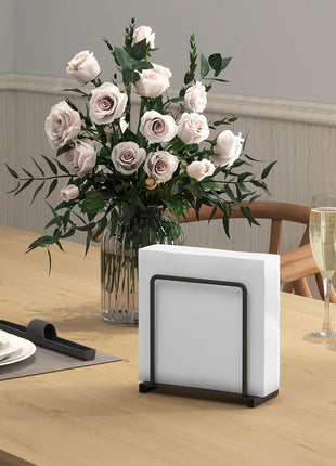 Napkin Holder for Table, Metal Napkin Holder for Kitchen Dining, Standing Paper Napkin Storage for Table Countertop, Black
