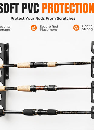 Fishing Rod Racks Wall or Ceiling Fishing Rod/Pole Rack Holder Storage Hook Holds Fishing Rods Wall Mounted for Garage Cabin and Basement
