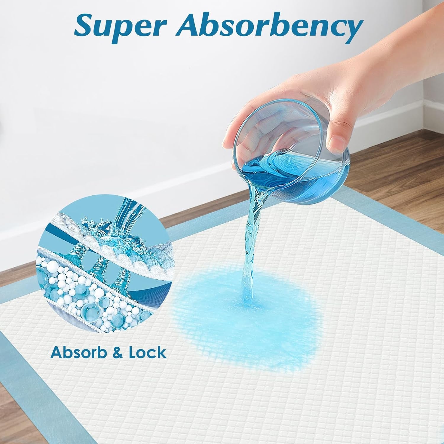 Super Absorbency Disposable Leakproof Underpads with Quick Drying for Baby, Adults, Puppy, Dog Bed Pee Pads, Extra Large, XXL Incontinence Pads, 30” X 36”, 50 Count