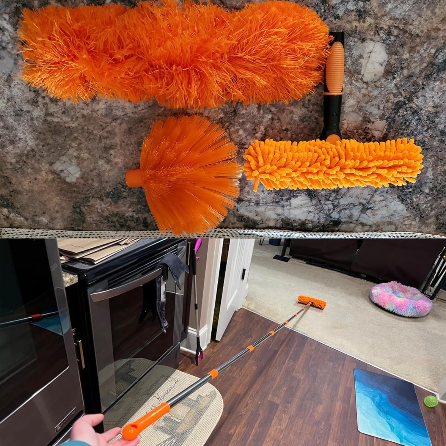 20+ Feet High Reach Dusting Kit with 3-14 Ft Extension Pole //2 in 1 Window Cleaning Kit // High Ceiling Duster // Cobweb Microfiber Duster // Outdoor &amp; Indoor Extendable Duster Cleaning Kit