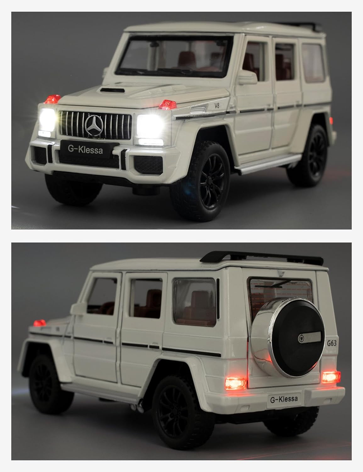 1/32 Scale Car Model Compatible for Collectible G63 AMG Diecast Toy Vehicle, Zinc Alloy Pull Back Toy Car with Sound and Light for Adult Boys Girls 3 4 5 6 7 8（White）