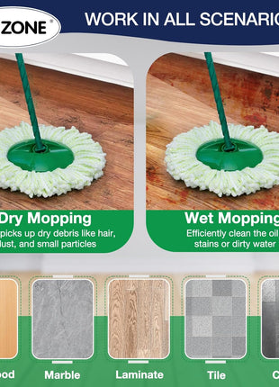 3 Pack Mop Head Replacement for Libman Tornado, Spin Mop Replacement Head ONLY Compatible with Libman, Easy to Replace, Machine Washable, Green and White (NOT for Old Version)