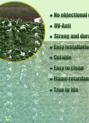 Artificial Ivy Privacy Fence Screen: 40"X 140"(39.2 SQFT) Uv-Anti Faux Hedge Fence and Fake Ivy Vine Leaf Wall Panels for Indoor&Outdoor Green Backdrop, Garden Greenery Decor