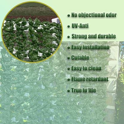 Artificial Ivy Privacy Fence Screen: 40"X 140"(39.2 SQFT) Uv-Anti Faux Hedge Fence and Fake Ivy Vine Leaf Wall Panels for Indoor&amp;Outdoor Green Backdrop, Garden Greenery Decor