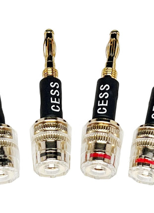 CESS-187 Banana Plug Connect to Spade Fork Plug Speaker Cable Adapter, 4 Pack
