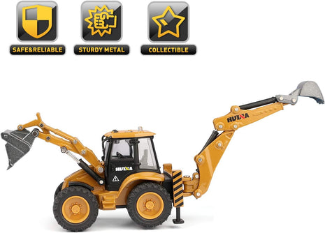 1/50 Scale Metal Diecast Backhoe Loader Toy, Metal Play Construction Vehicles Trucks Toy for Boys