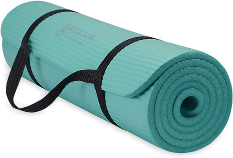 Gaiam Yoga Mat, Pilates & Exercise Mat, Thick Mat 2/5" (10Mm) Workout Mat with Easy-Cinch Carrying Strap for Home & Gym Workouts