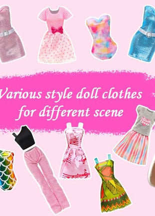 51 PCS Doll Clothes and Accessories Including Fashion Dresses, Tops and Pants Outfits, Party Dresses, Swimsuits Bikini 38 PCS Shoes Hangers and Other Accessories for 11.5 Inch Dolls