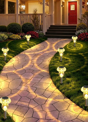 Solar Lights Outdoor, 8 Pack Mushroom Lights outside Waterproof, Solar Powered LED Lighting for Garden, Yard, Landscape, Path, Pathway, Lawn, Walkway, Driveway, Backyard Decor (Warm White)