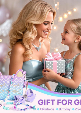 Purse for Little Girls Dress up Jewelry Pretend Play Kids Accessories Mermaid Gifts