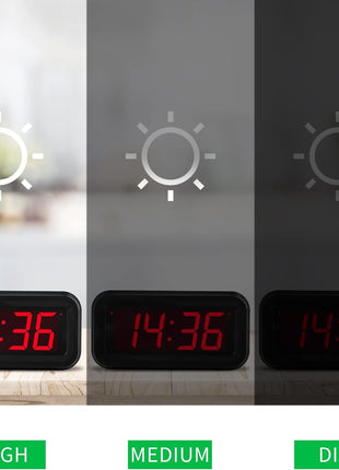 Alarm Clock, LED Digital Clock, Small Wall Clock, Battery Operated, Adjustable 3-Level Led Brightness, Dim Night Mode, 12/24Hr, Cordless, Constantly 1.2'' Digits Display for Bedroom/Travel,Easy to Set