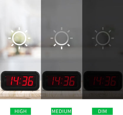 Alarm Clock, LED Digital Clock, Small Wall Clock, Battery Operated, Adjustable 3-Level Led Brightness, Dim Night Mode, 12/24Hr, Cordless, Constantly 1.2&