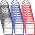 30 Pack Shop Ticket Holders for 9 X 12 Inches Hanging Sleeve Job Ticket Holders with Strap, Both Sides Clear, Black, Red, Blue
