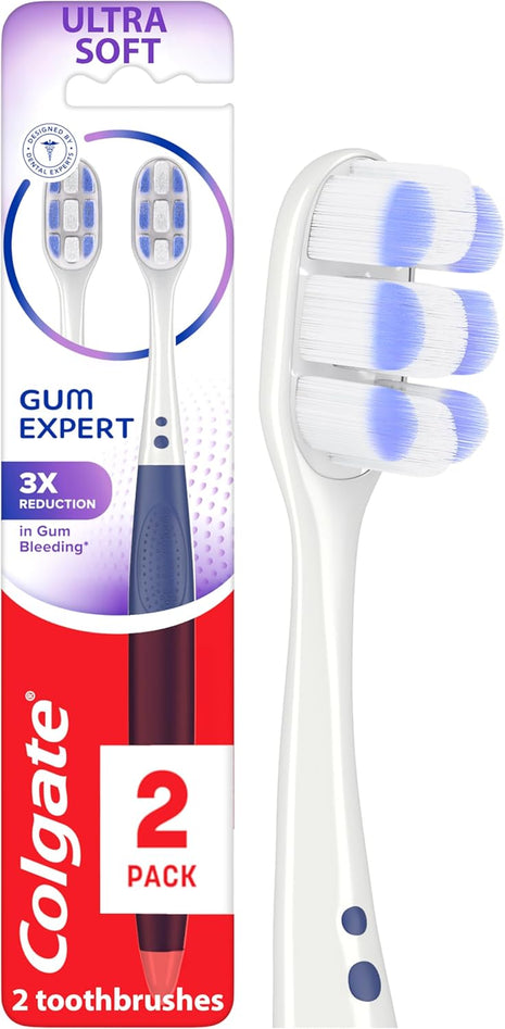 Gum Expert Ultra Soft Toothbrush Pack, Extra Soft Toothbrush for Sensitive Gums, Bleeding and Irritation, 2 Pack