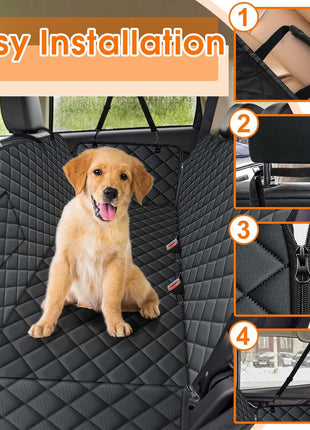 Waterproof Dog Car Seat Cover for Back Seat - Durable, Scratch Proof Pet Hammock with Nonslip Design & Storage Pockets, Fits Cars, Suvs, Trucks- S, Black