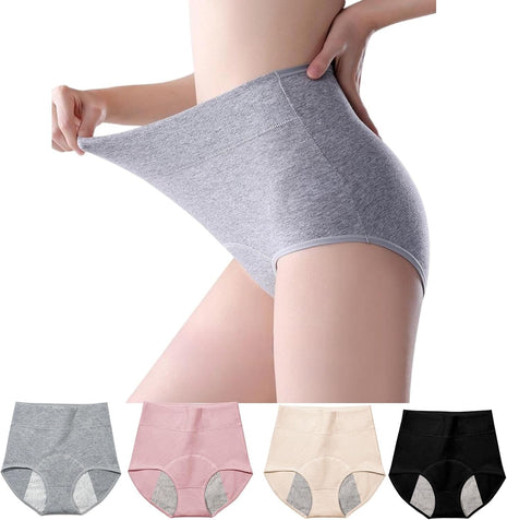 Women'S Washable Incontinence Underwear 4 Pack, Leakproof Ladies Panties High Waist, Incontinence Protective Briefs for Minor Bladder Leak(M)