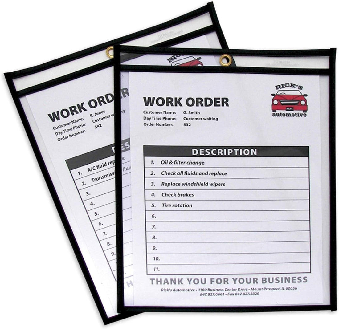 Stitched Shop Ticket Holders, Both Sides Clear, 8.5 X 11 Inches, 25 per Box (46911)