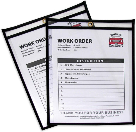 Stitched Shop Ticket Holders, Both Sides Clear, 8.5 X 11 Inches, 25 per Box (46911)