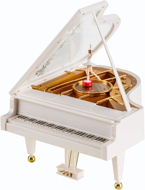 Ballerina Music Box，Piano Music Box for Women Girls White Valentine'S Day Present Mechanical Classical Ballet Girl Dancing Music Box Birthday Present
