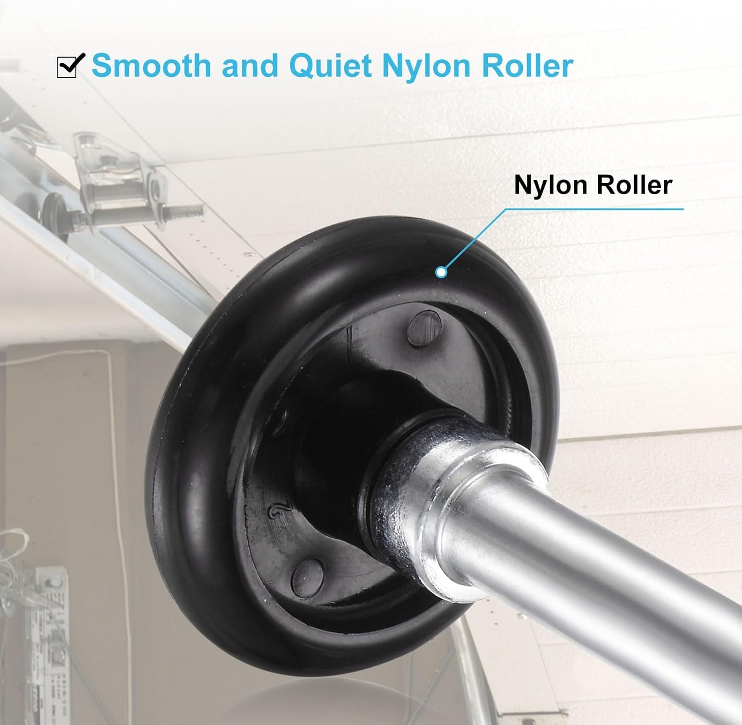 2Pcs 1.8" Nylon Garage Door Rollers for 2" Garage Track, 4.25" Stem Standard Rollers, Black