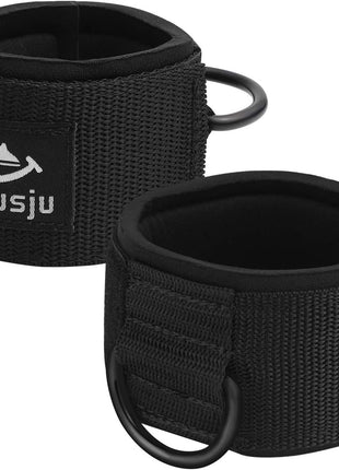 Ankle Wrist Cuffs Neoprene Padded Straps D-Ring Glute Kickback for Cable Machines Legs Exercise Adjustable Fitness