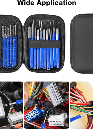 Terminal Removal Tool Kit 41 Pcs Depinning Tool Electrical Connector Pin Removal Tool Kit Pin Extractor Tool Set Wire Terminal Release Tool for Automotive Car Household Devices - Blue