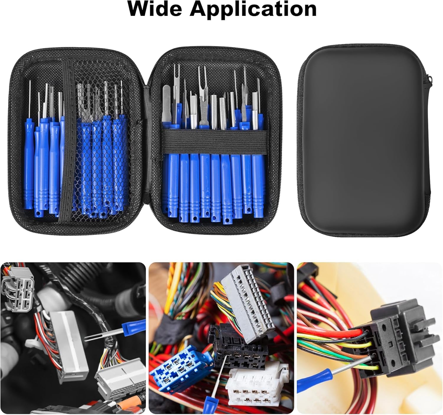 Terminal Removal Tool Kit 41 Pcs Depinning Tool Electrical Connector Pin Removal Tool Kit Pin Extractor Tool Set Wire Terminal Release Tool for Automotive Car Household Devices - Blue