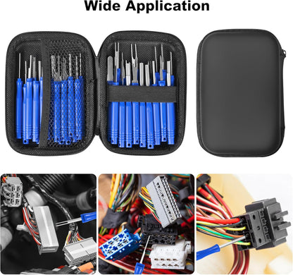 Terminal Removal Tool Kit 41 Pcs Depinning Tool Electrical Connector Pin Removal Tool Kit Pin Extractor Tool Set Wire Terminal Release Tool for Automotive Car Household Devices - Blue