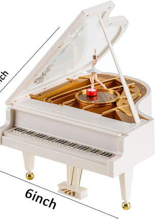 Ballerina Music Box，Piano Music Box for Women Girls White Valentine'S Day Present Mechanical Classical Ballet Girl Dancing Music Box Birthday Present