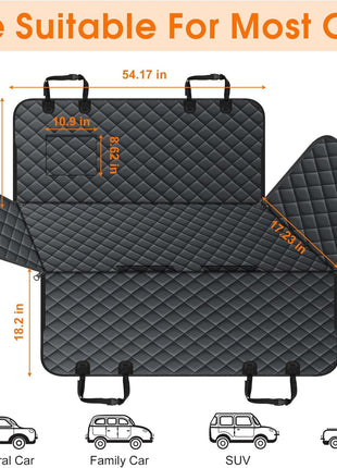 Waterproof Dog Car Seat Cover for Back Seat - Durable, Scratch Proof Pet Hammock with Nonslip Design & Storage Pockets, Fits Cars, Suvs, Trucks- S, Black