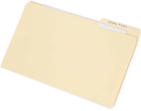 Blue Summit Legal File Folder, 100 per Box, 1/3 Tab Manila Legal Folder for Organizing and File Storage