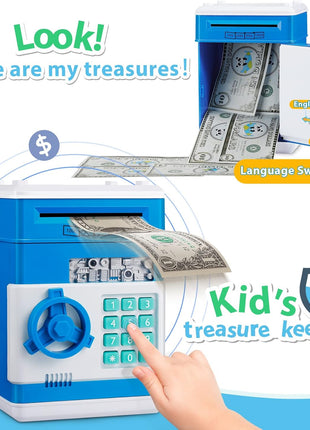 Piggy Bank for Boys Toys Age 6-8 8-10 - Kids Toys for 4 5 6 7 8 9 10 Year Old Boy Gifts - ATM Machine Money Saving Box for Kids Boy Christmas Birthday Gifts