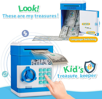Piggy Bank for Boys Toys Age 6-8 8-10 - Kids Toys for 4 5 6 7 8 9 10 Year Old Boy Gifts - ATM Machine Money Saving Box for Kids Boy Christmas Birthday Gifts