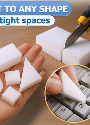 50 Pcs Melamine Sponges for Cleaning - White Magic Sponge, Convenient Cleaning Blocks (10X6X2 Cm), Non-Scratch Design for Gentle Cleaning, Multipurpose Eraser Pads for Kitchen, Bathroom, and Walls