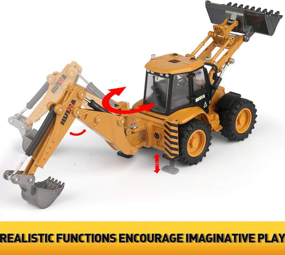 1/50 Scale Metal Diecast Backhoe Loader Toy, Metal Play Construction Vehicles Trucks Toy for Boys