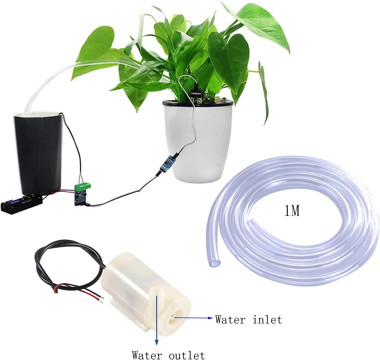 4Pcs DC 3-5V Micro Submersible Mini Water Pump with 2Pcs Clear Vinyl Tubing Flexible PVC Tubing(1M) for Aquariums Fish Tank Pond Fountain Hydroponics Garden (4Pcs White Pump+2 Tube)