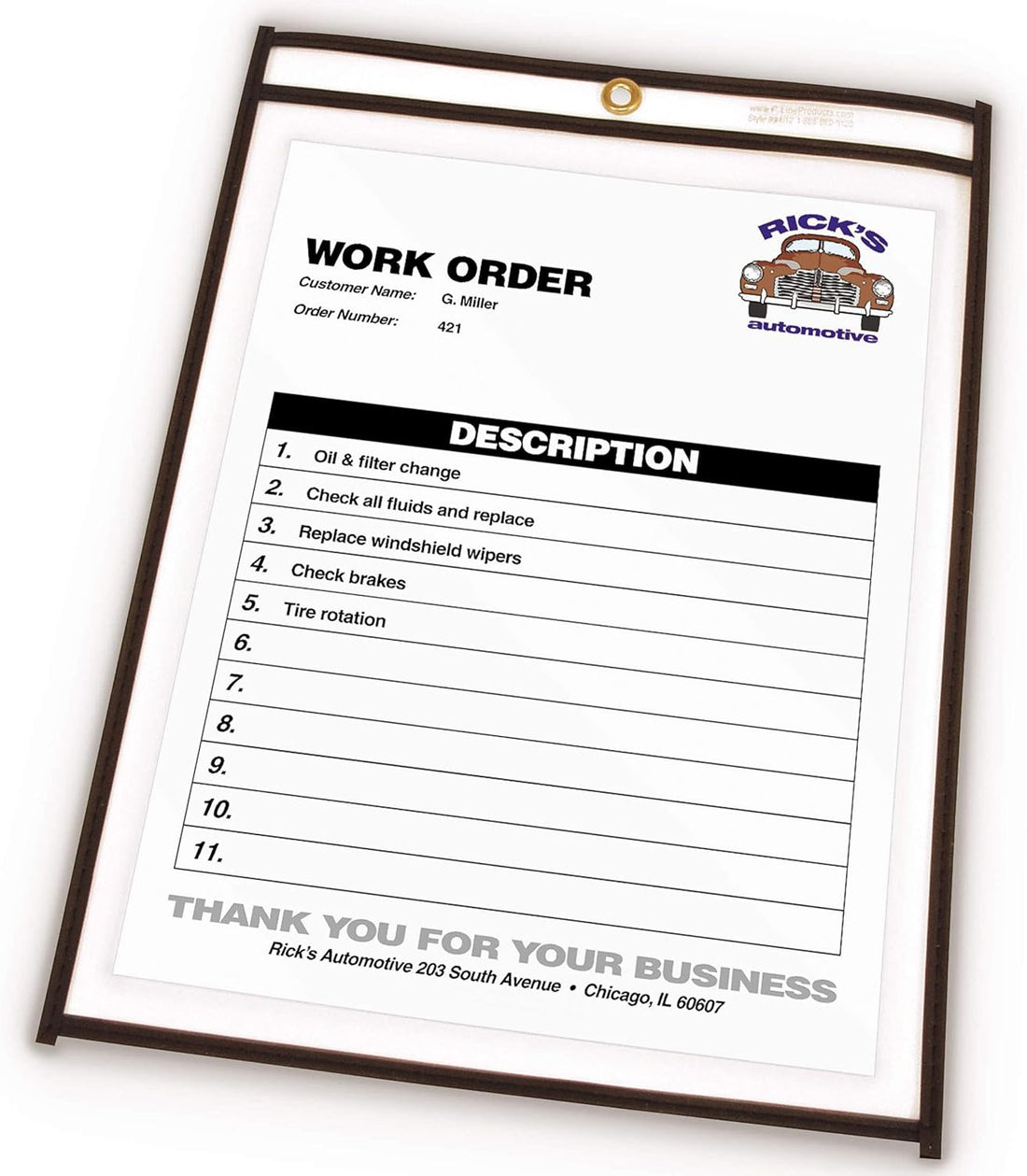 Stitched Shop Ticket Holders, Both Sides Clear, 8.5 X 11 Inches, 25 per Box (46911)
