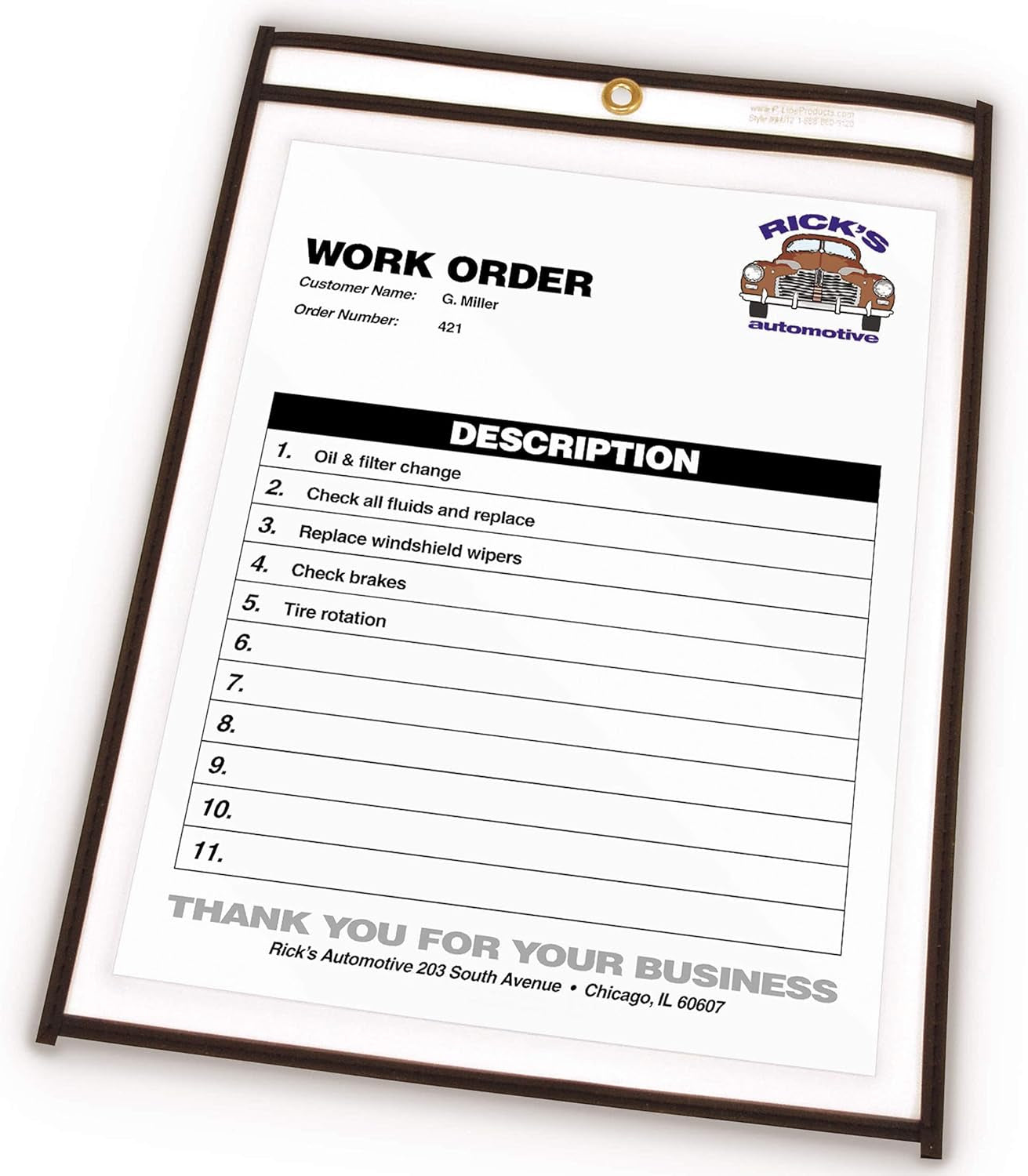 Stitched Shop Ticket Holders, Both Sides Clear, 8.5 X 11 Inches, 25 per Box (46911)